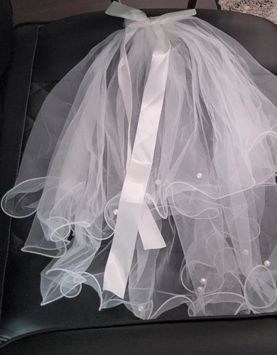 Veil with satin lace pearl - satin, lace/pearl