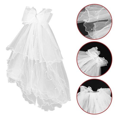 White bow veil for - bow,