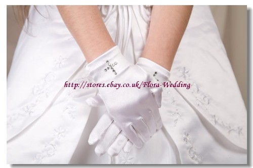 White satin short glove with - short,