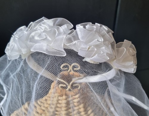 White organza floral headband - white,